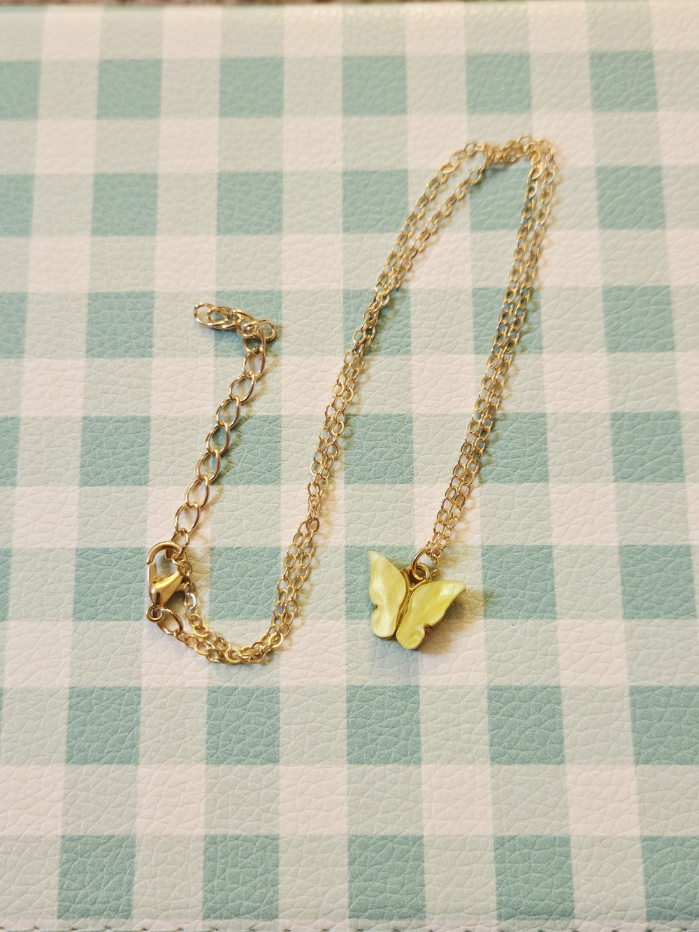 Gold Chain Necklace with Yellow Butterfly Pendant